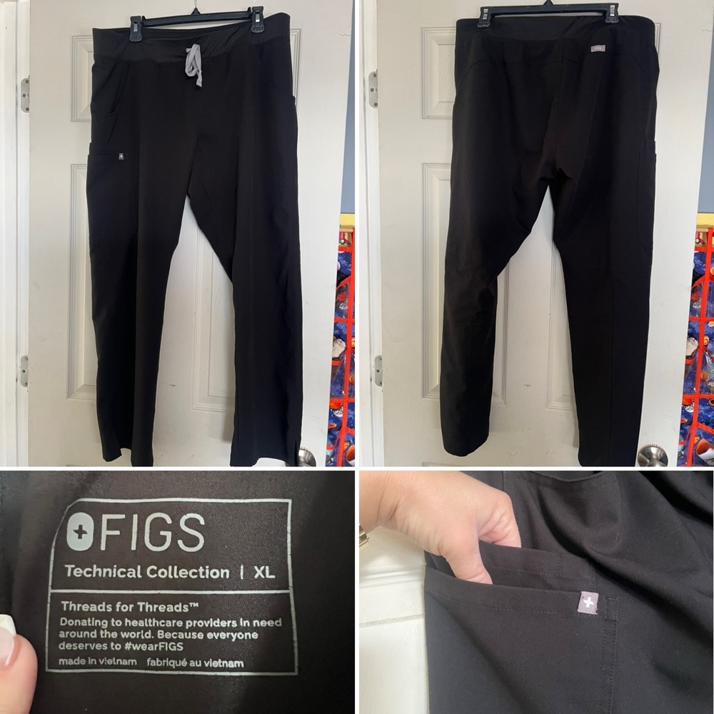 Figs Black Sweatpants with Slim Fit and Elastic Waistband
